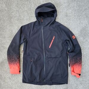 686 Mens Hydra Thermagraph Glacier Jacket Black Orange Snowboard Ski Coat Medium